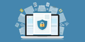 lock on a blue screen showing secure payroll connection